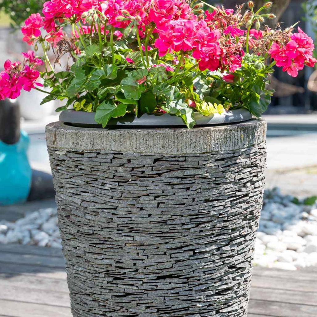 Wanda COLLECTION - Pot bac jardinière conique ardoise 50cm jardin terrasse zen - Image 5