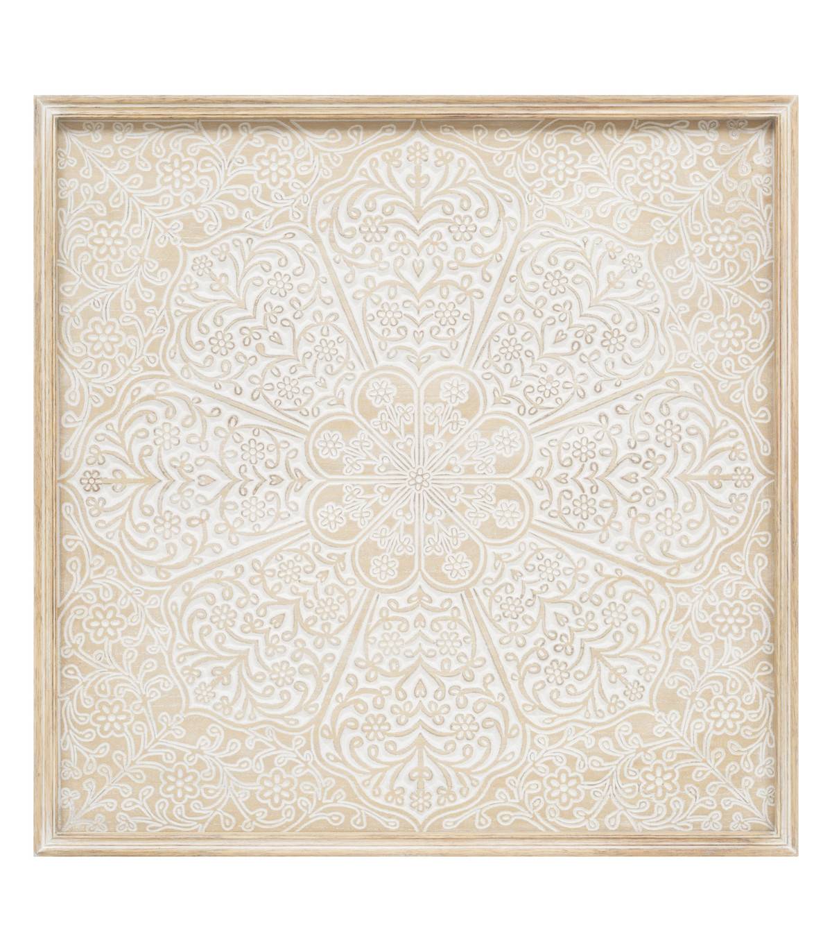 Déco murale Inspiration orientale en Bois blanchie  60 x 60 cm - Imagen 1