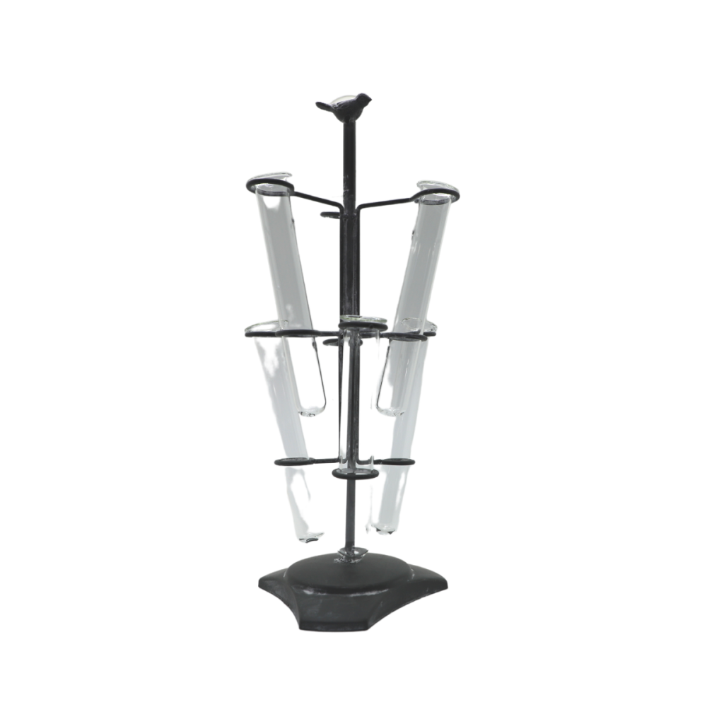 Chemin De Campagne - ° Support en métal gris 6 pipettes en verre Ø.20 X Ht.40 cm Chemin de campagne