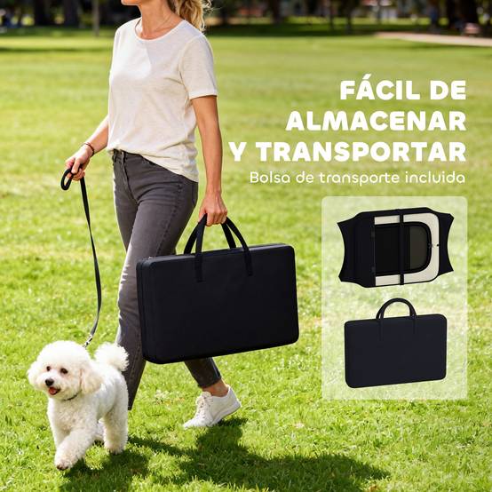 Parc pliable pour chiens et chats, parc portable pour petits animaux, tissu Oxford imperméable, Ø90 x 41 cm, noir - Image 9