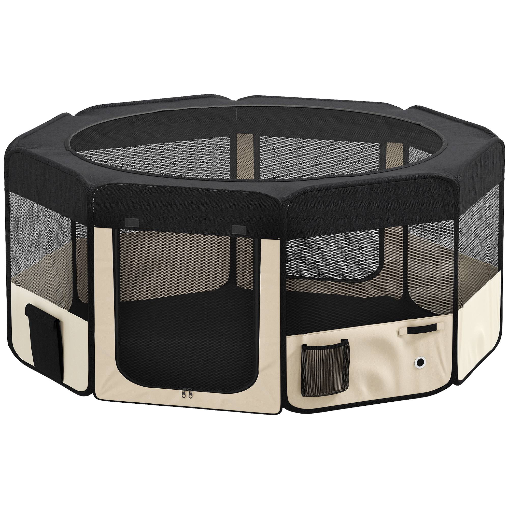 Parc pliable pour chiens et chats, parc portable pour petits animaux, tissu Oxford imperméable, Ø90 x 41 cm, noir - Image 2