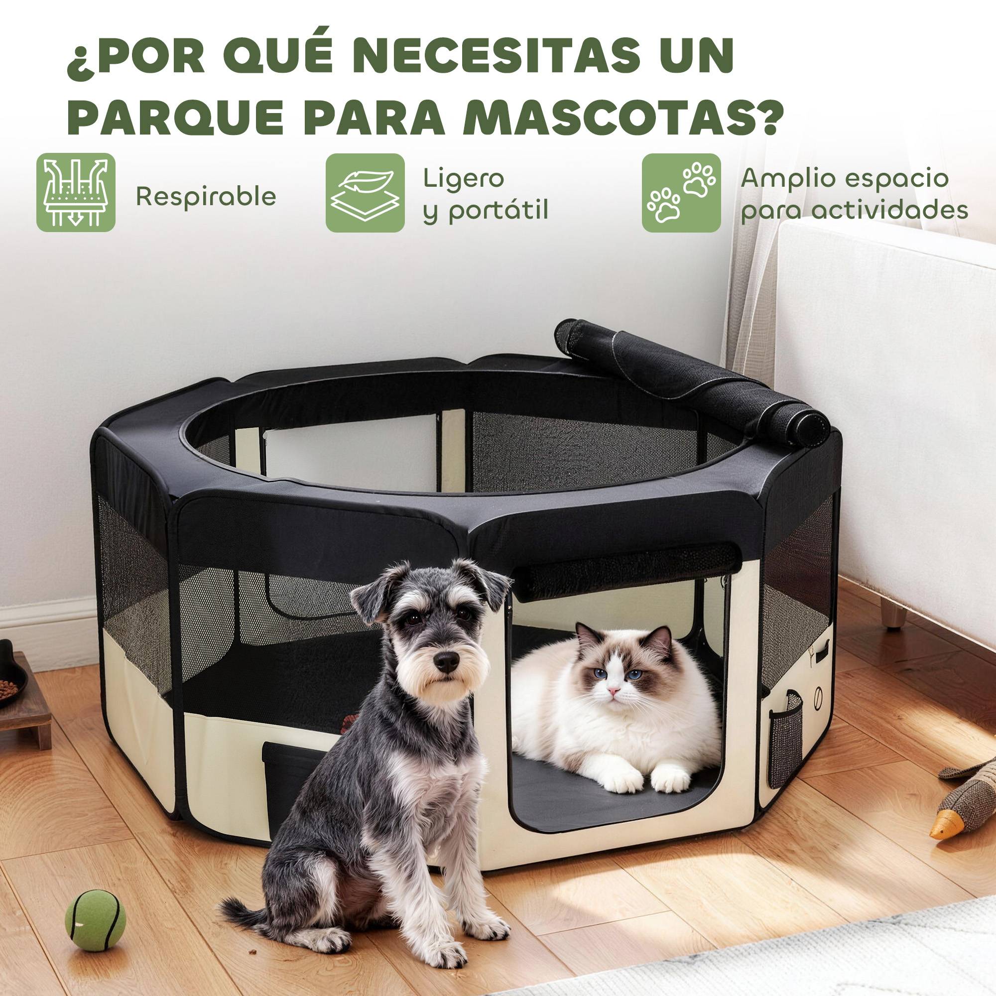 Parc pliable pour chiens et chats, parc portable pour petits animaux, tissu Oxford imperméable, Ø90 x 41 cm, noir - Image 6