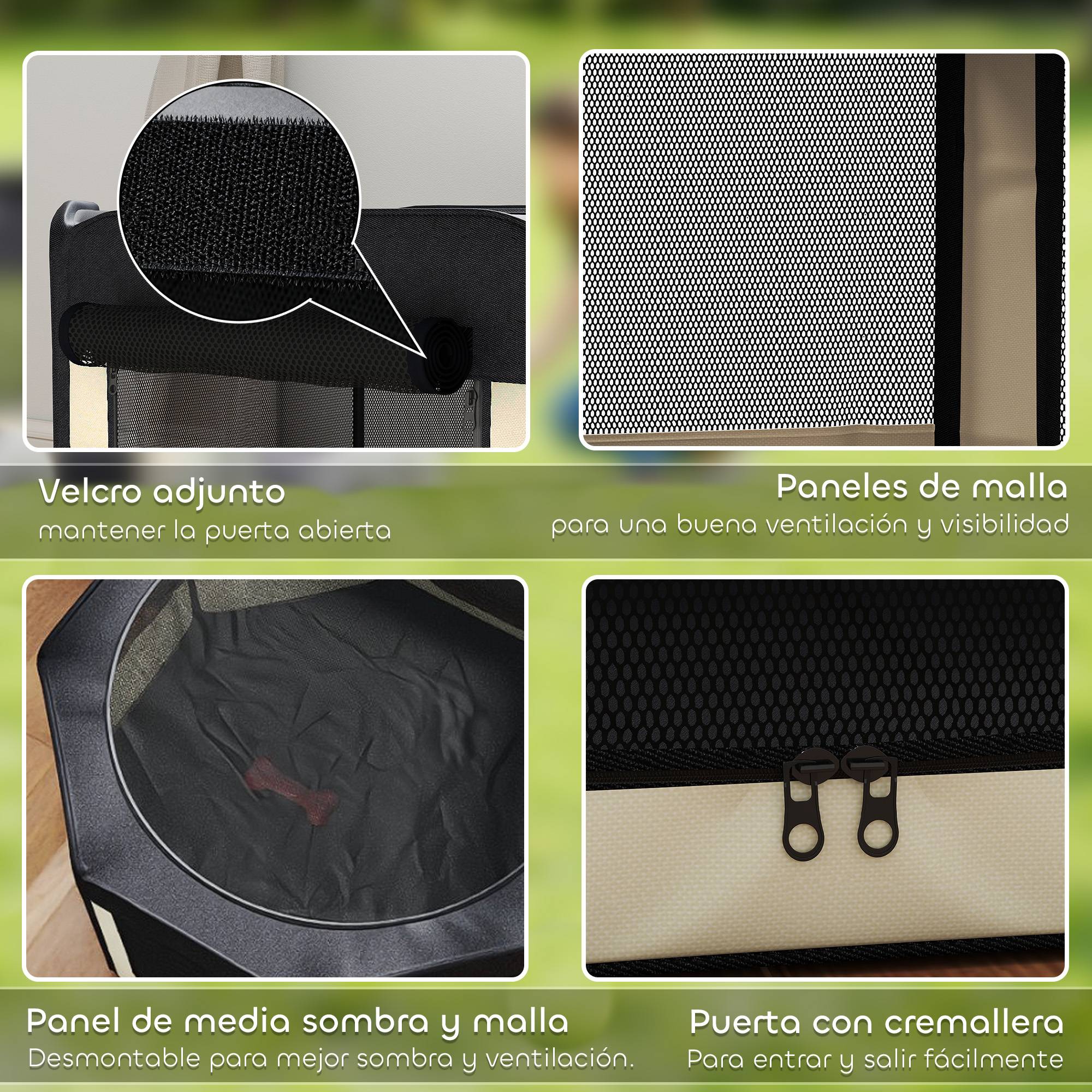 Parc pliable pour chiens et chats, parc portable pour petits animaux, tissu Oxford imperméable, Ø90 x 41 cm, noir - Image 8