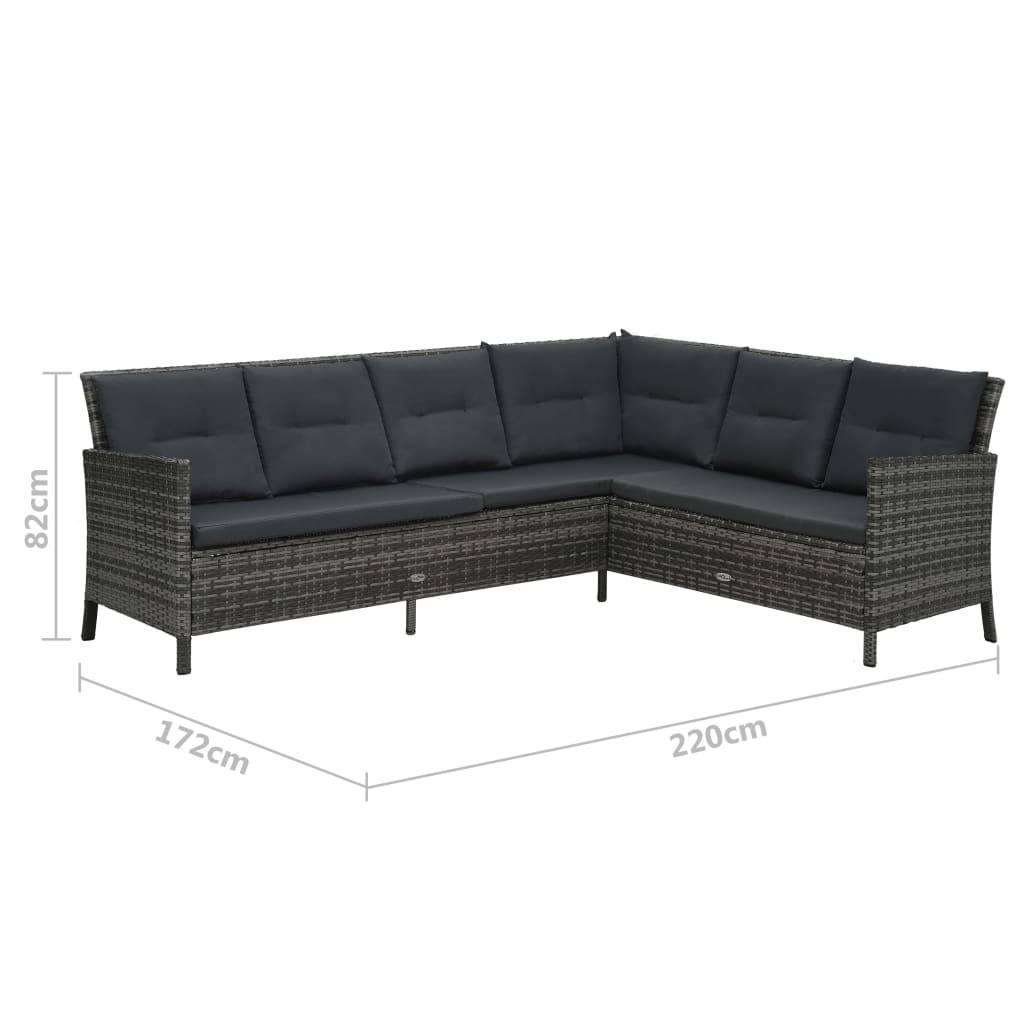 Helloshop26 - Salon de jardin meuble d'extérieur ensemble de mobilier 4 pièces avec coussins résine tressée gris - Imagen 9