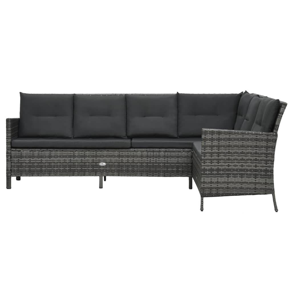 Helloshop26 - Salon de jardin meuble d'extérieur ensemble de mobilier 4 pièces avec coussins résine tressée gris - Imagen 3