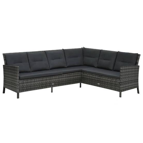 Helloshop26 - Salon de jardin meuble d'extérieur ensemble de mobilier 4 pièces avec coussins résine tressée gris - Imagen 2