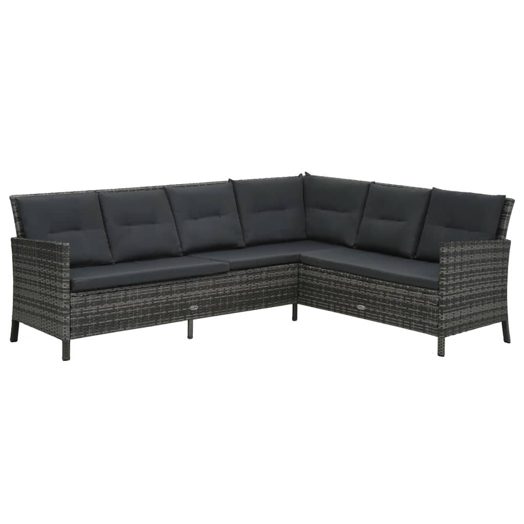 Helloshop26 - Salon de jardin meuble d'extérieur ensemble de mobilier 4 pièces avec coussins résine tressée gris - Imagen 2