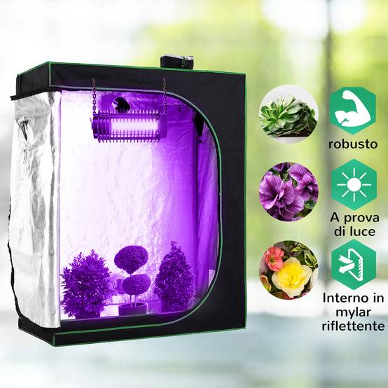 ComfortXL - Chambre de culture intérieur hydroponique acier Oxford Mylar aérations 120x60x150cm noir - ComfortXL Outdoor Living - Image 9