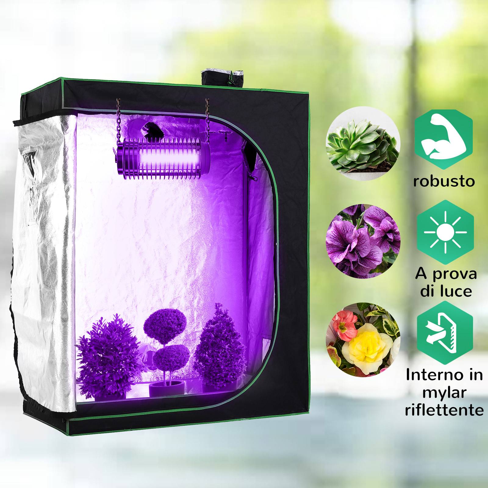 ComfortXL - Chambre de culture intérieur hydroponique acier Oxford Mylar aérations 120x60x150cm noir - ComfortXL Outdoor Living - Image 9