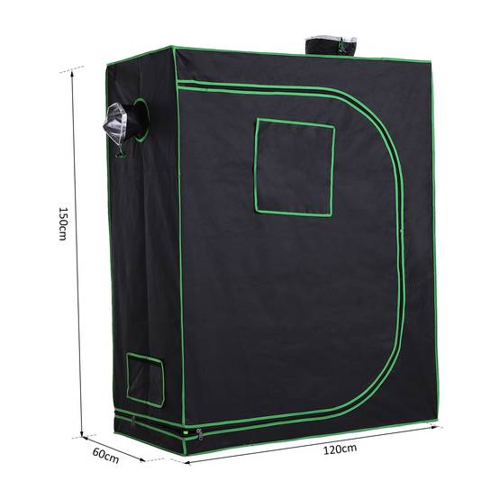 ComfortXL - Chambre de culture intérieur hydroponique acier Oxford Mylar aérations 120x60x150cm noir - ComfortXL Outdoor Living - Image 5