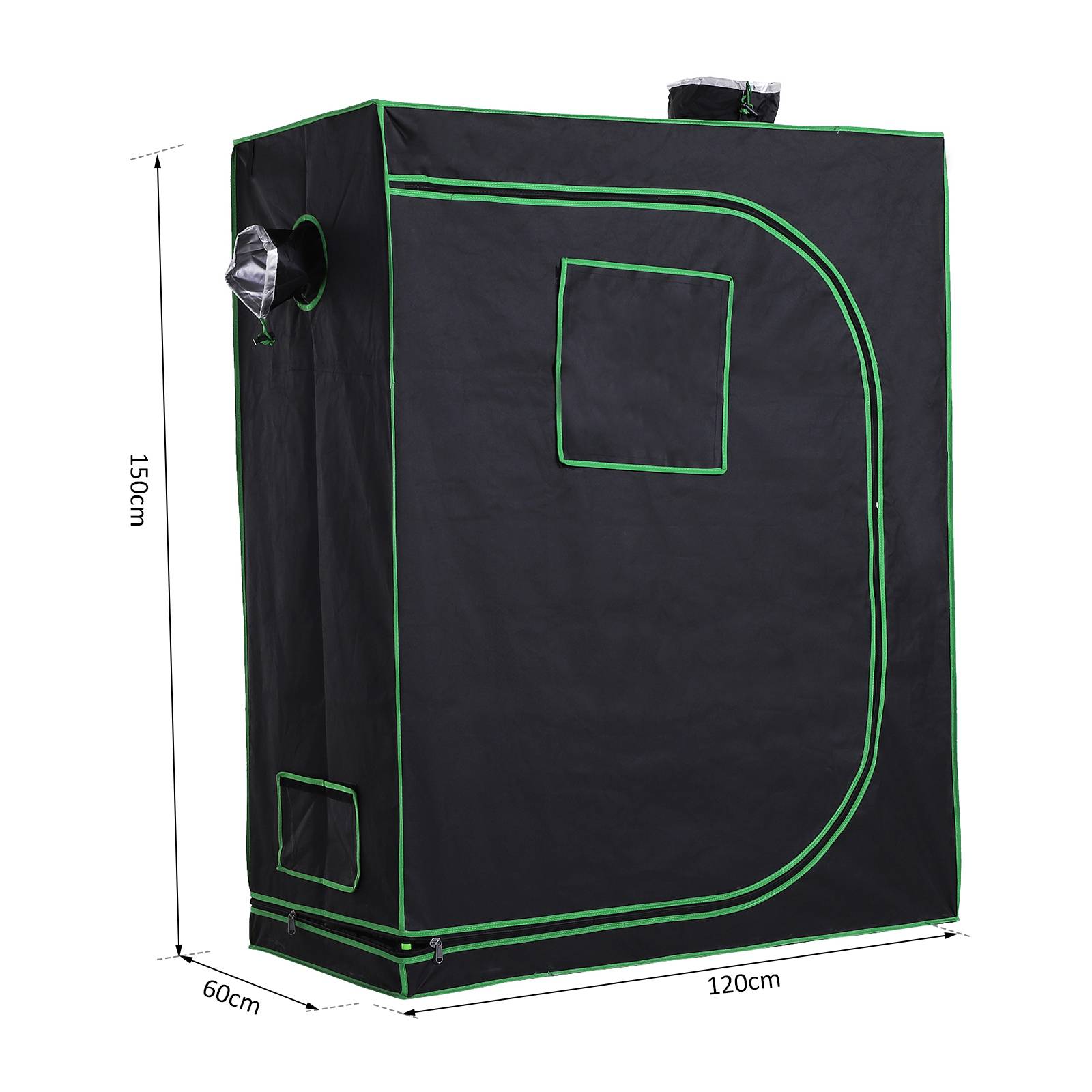 ComfortXL - Chambre de culture intérieur hydroponique acier Oxford Mylar aérations 120x60x150cm noir - ComfortXL Outdoor Living - Image 5