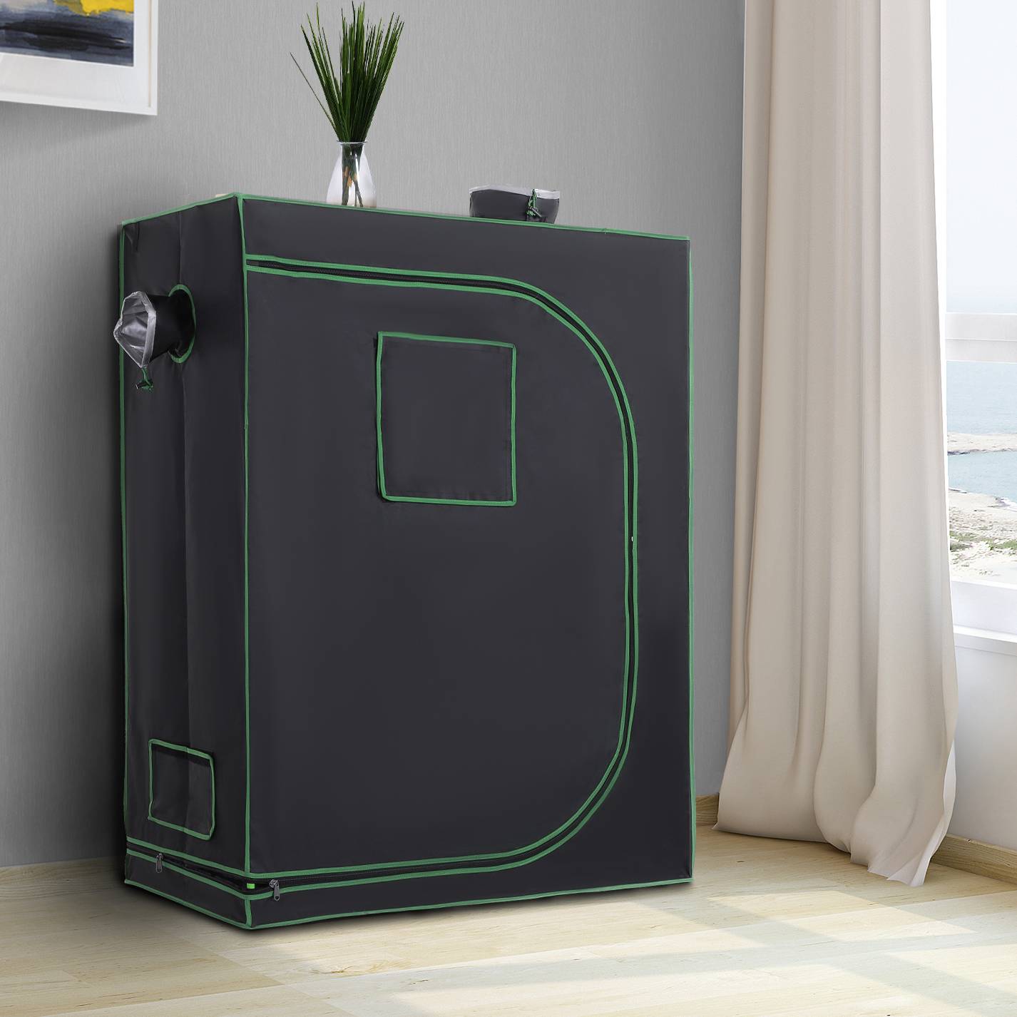 ComfortXL - Chambre de culture intérieur hydroponique acier Oxford Mylar aérations 120x60x150cm noir - ComfortXL Outdoor Living - Image 3