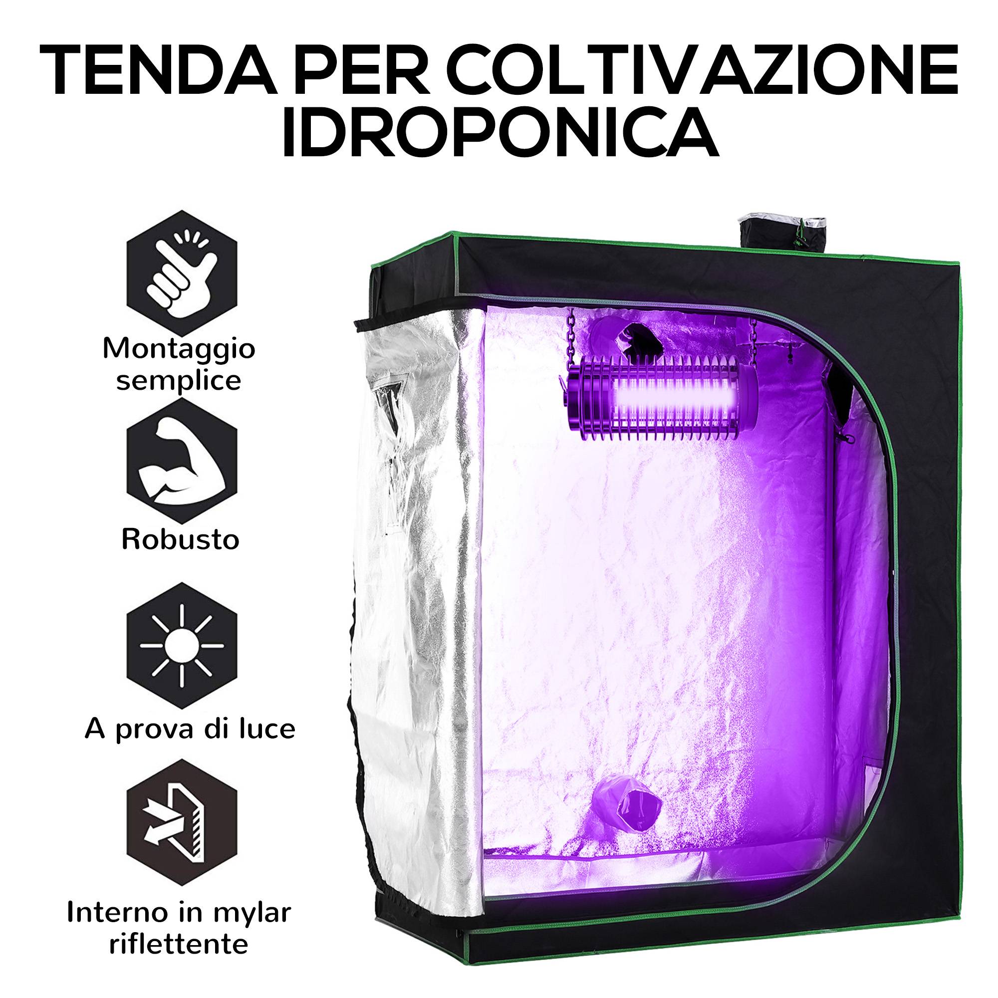 ComfortXL - Chambre de culture intérieur hydroponique acier Oxford Mylar aérations 120x60x150cm noir - ComfortXL Outdoor Living - Image 7