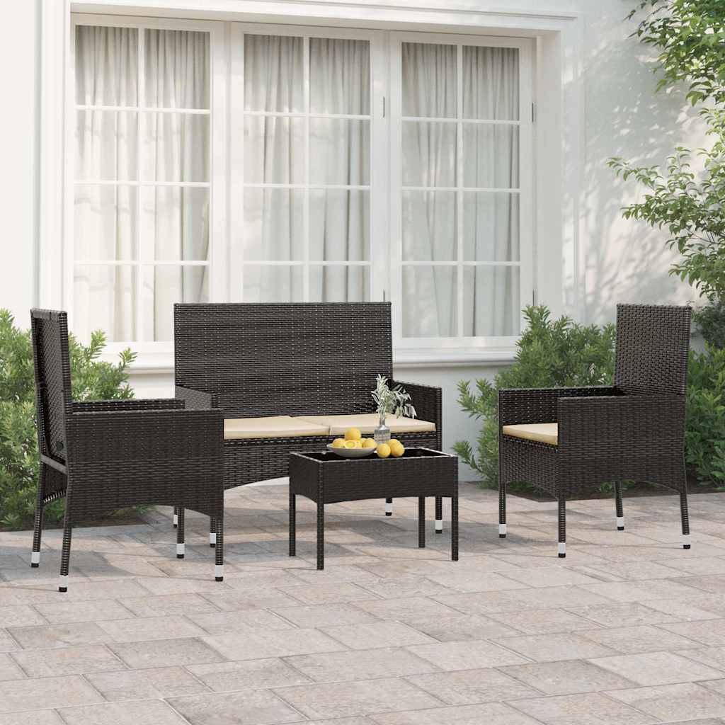 Vidaxl - Salon de jardin 4 pcs avec coussins Noir Résine tressée vidaXL 319496 - Imagen 1