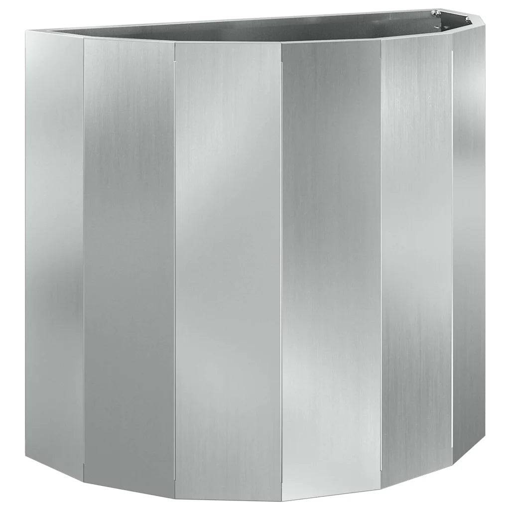 Helloshop26 - Jardinière demi-ronde contemporaine pour extérieur 60 x 30 x 50 cm en acier galvanisé argent - Image 1