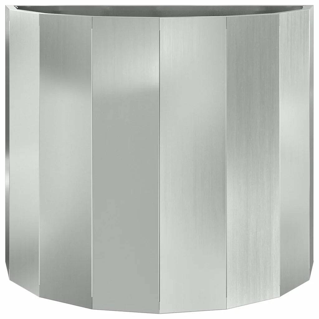 Helloshop26 - Jardinière demi-ronde contemporaine pour extérieur 60 x 30 x 50 cm en acier galvanisé argent - Image 2