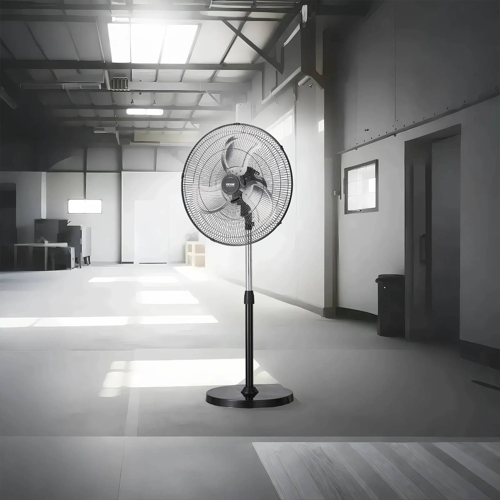 VEVOR Ventilateur pied industriel 450 mm, oscillant 90°, 5400 CFM, noir. - Image 8
