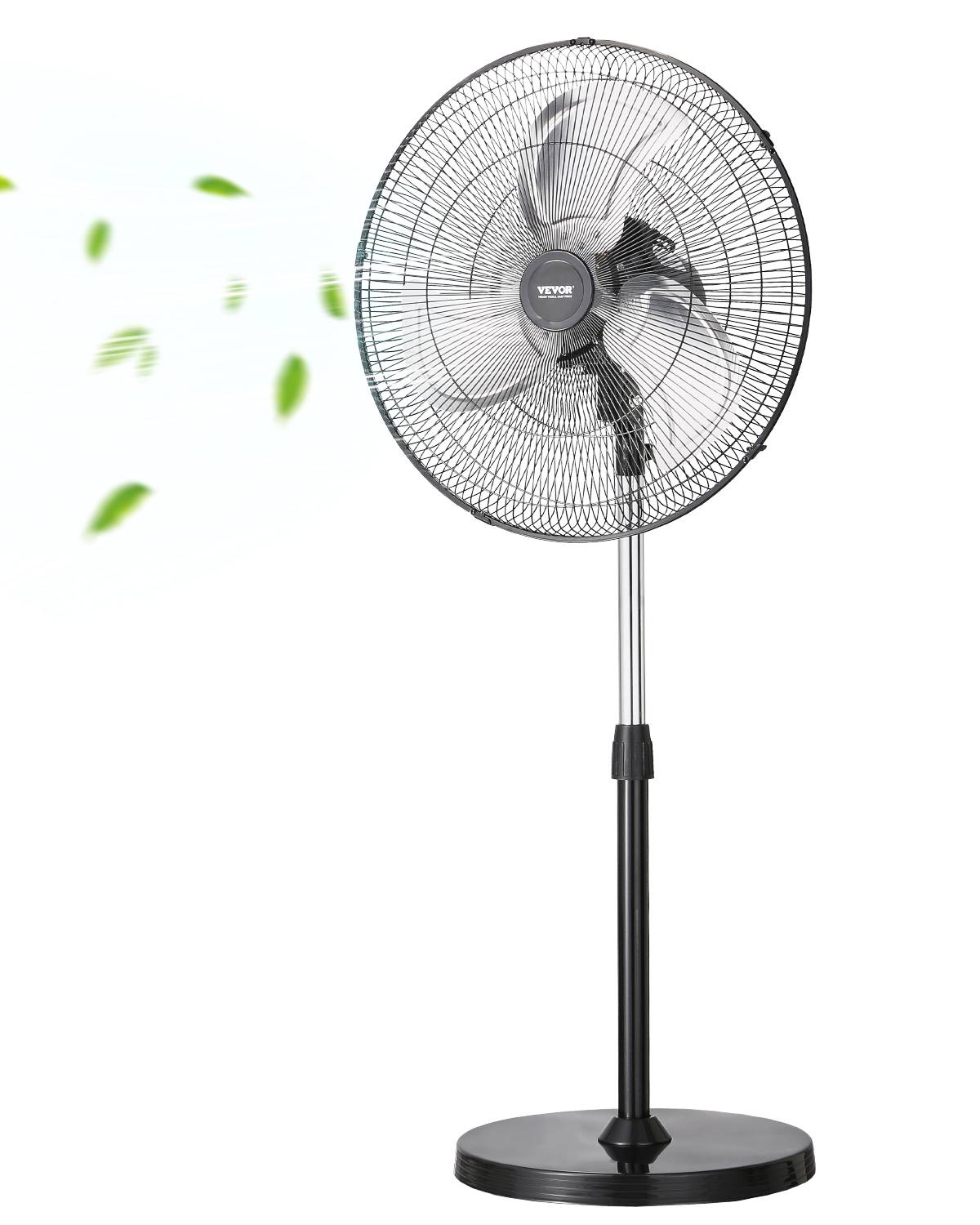 VEVOR Ventilateur pied industriel 450 mm, oscillant 90°, 5400 CFM, noir. - Image 1