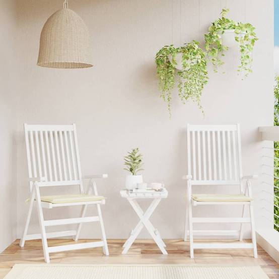 Lot de 2 Coussins de chaise de jardin crème 50x50x3 cm P136 - Image 2