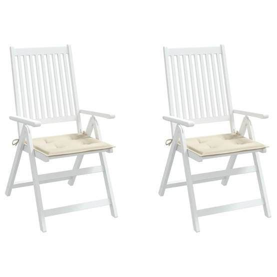 Lot de 2 Coussins de chaise de jardin crème 50x50x3 cm P136 - Image 4