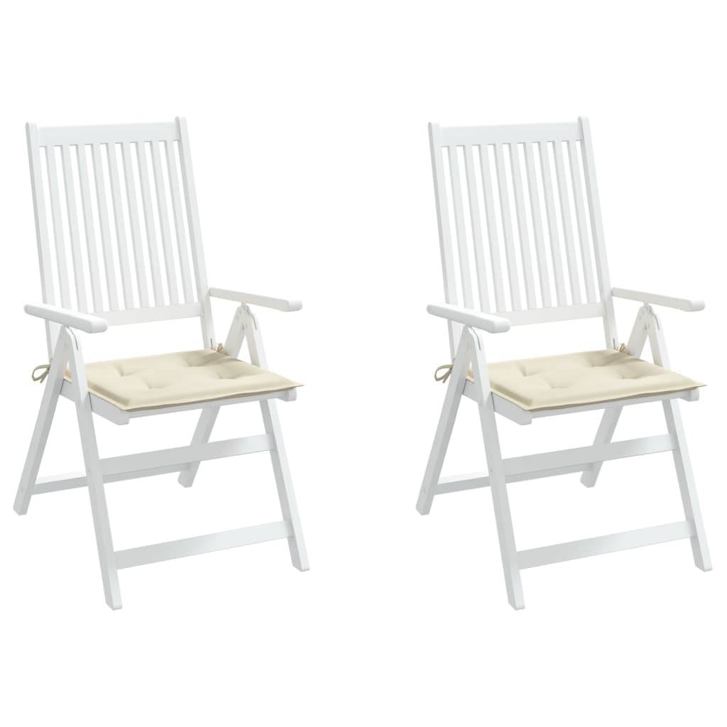 Lot de 2 Coussins de chaise de jardin crème 50x50x3 cm P136 - Image 4