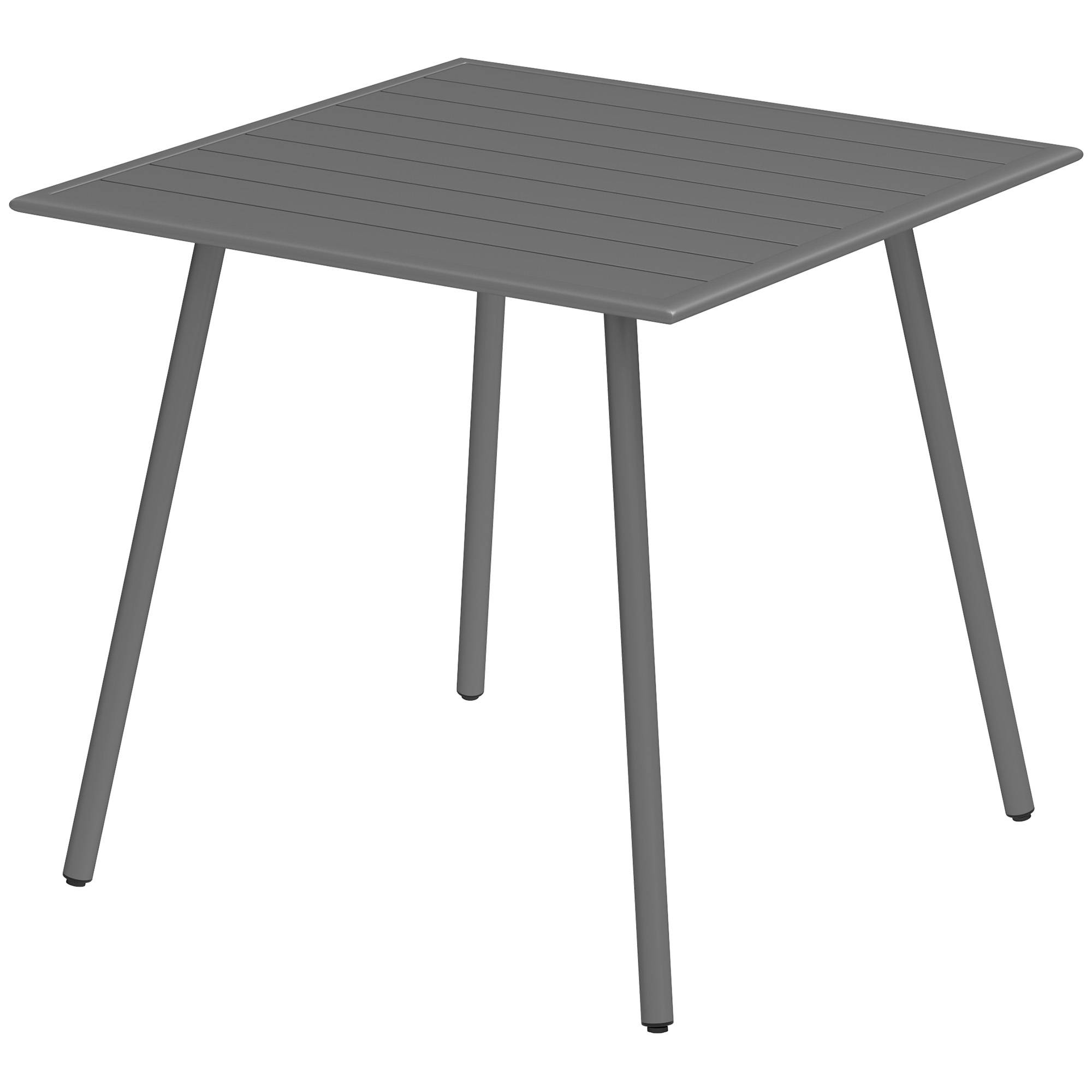 Outsunny - Table à manger de jardin 4 personnes dim. 80 x 80 x 74 cm plateau à lattes acier époxy gris - Image 1