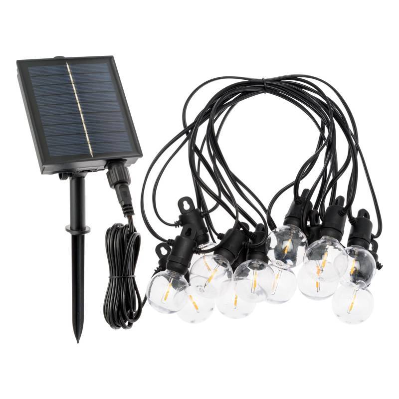 Guirlande Guinguette Solaire 5m 12 ampoules G40 E12 filament LED blanc chaud Lotti - Image 3