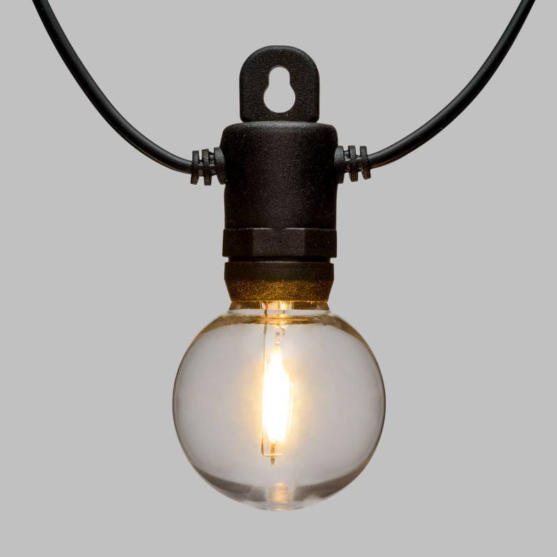 Guirlande Guinguette Solaire 5m 12 ampoules G40 E12 filament LED blanc chaud Lotti - Image 8