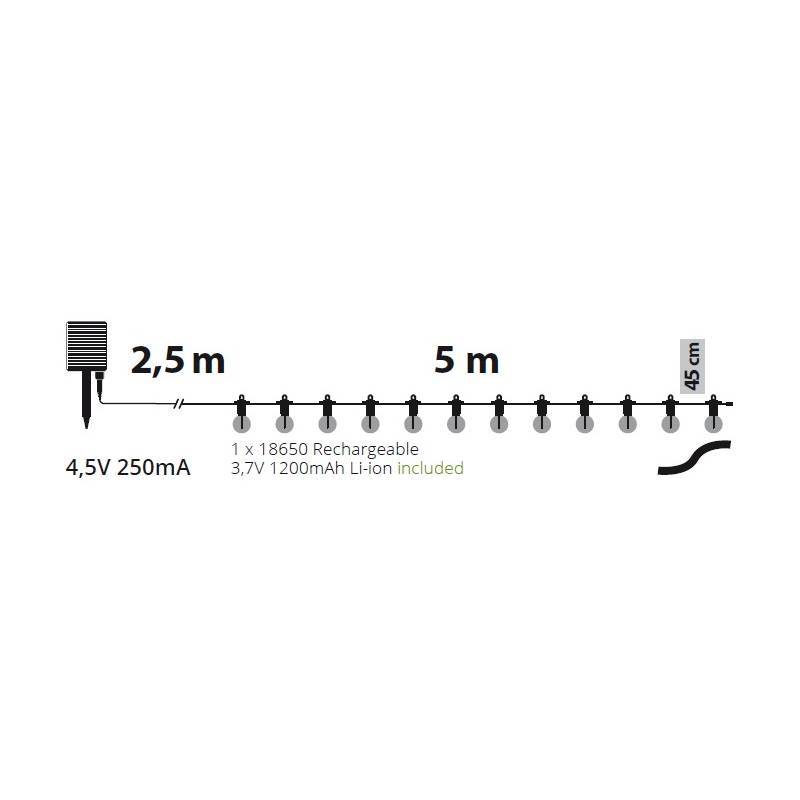Guirlande Guinguette Solaire 5m 12 ampoules G40 E12 filament LED blanc chaud Lotti - Image 4