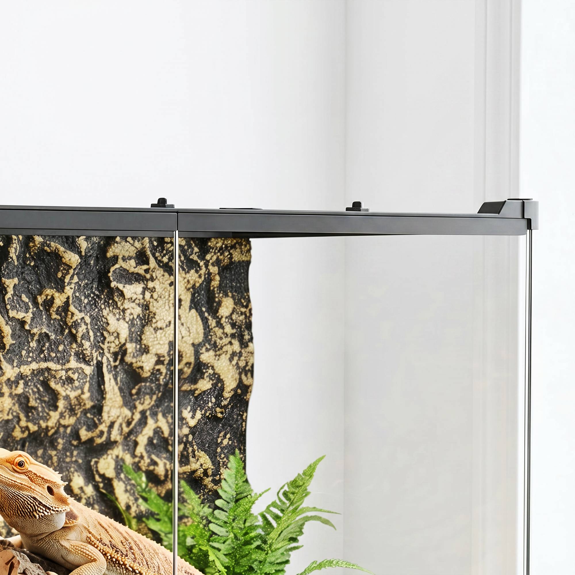 ComfortXL - Terrarium pour reptiles verre trempé et acier 50 x 30 x 35 cm noir 48 L ventilation frontale et fond étanche sécurisé - Image 9