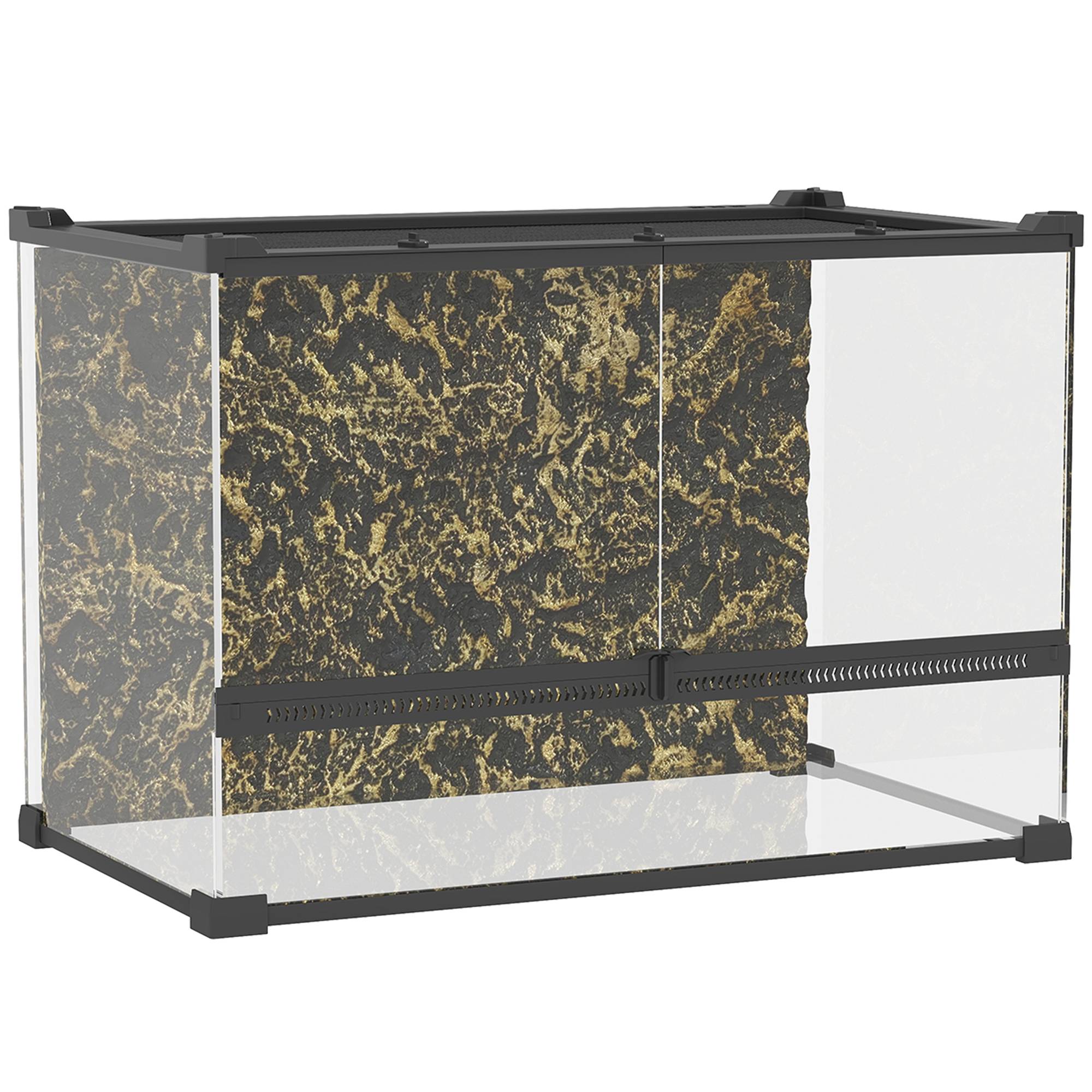 ComfortXL - Terrarium pour reptiles verre trempé et acier 50 x 30 x 35 cm noir 48 L ventilation frontale et fond étanche sécurisé - Image 10