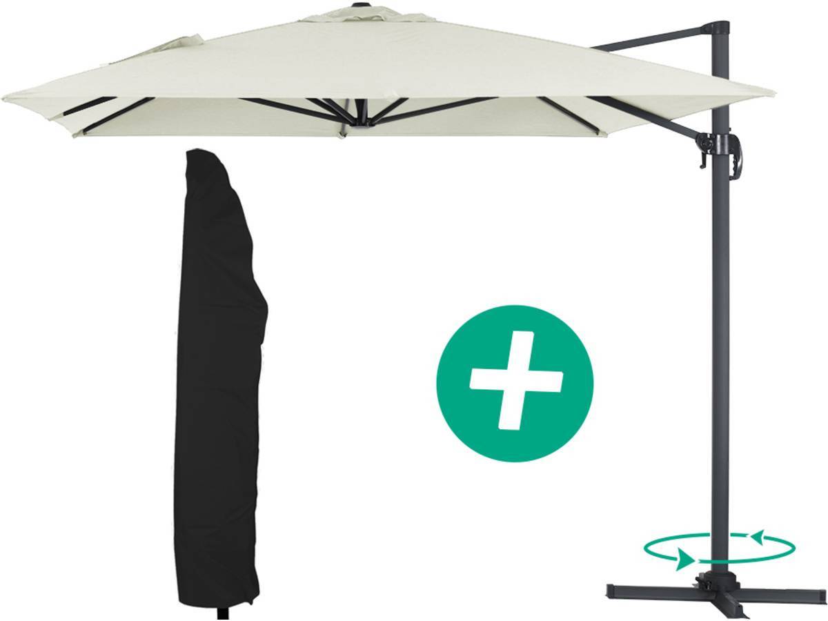 Habitat Et Jardin - Parasol Jardin Déporté Alu "sun 4" - Rectangle - 3 X 4 M + Housse De Protection - Ecru -habitat Et Jardin - Image 1