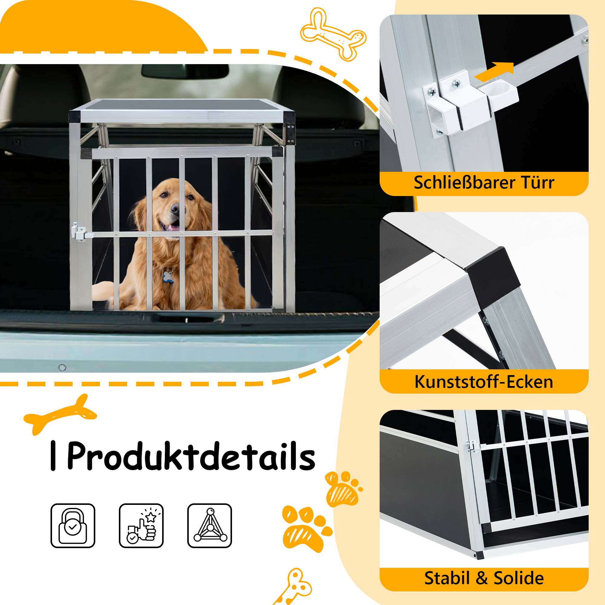Cage transport chien Aluminium grande taille forme trapèze pour coffre voiture Noir – ComfortXL Outdoor Living - Image 4