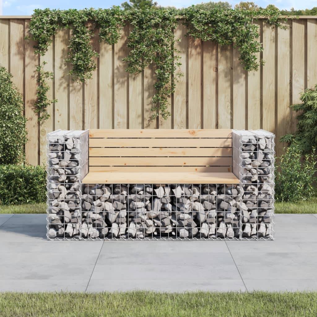 Maison Chic - Banc de jardin - Banc d'extérieur - Banquette design gabion 143x71x65,5 cm bois massif de pin - Imagen 2