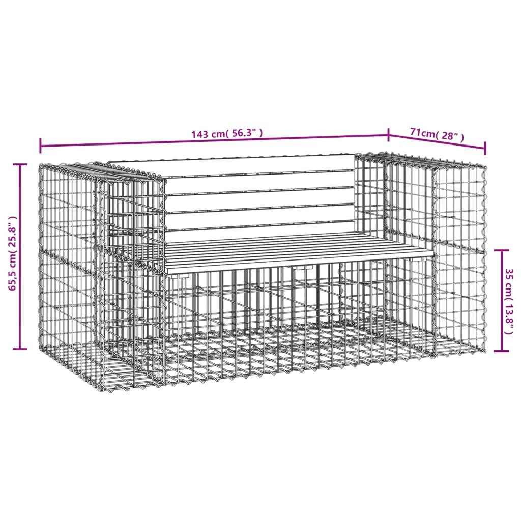 Maison Chic - Banc de jardin - Banc d'extérieur - Banquette design gabion 143x71x65,5 cm bois massif de pin - Imagen 8