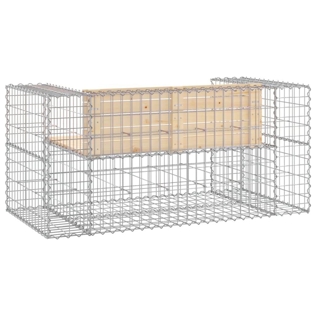 Maison Chic - Banc de jardin - Banc d'extérieur - Banquette design gabion 143x71x65,5 cm bois massif de pin - Imagen 5
