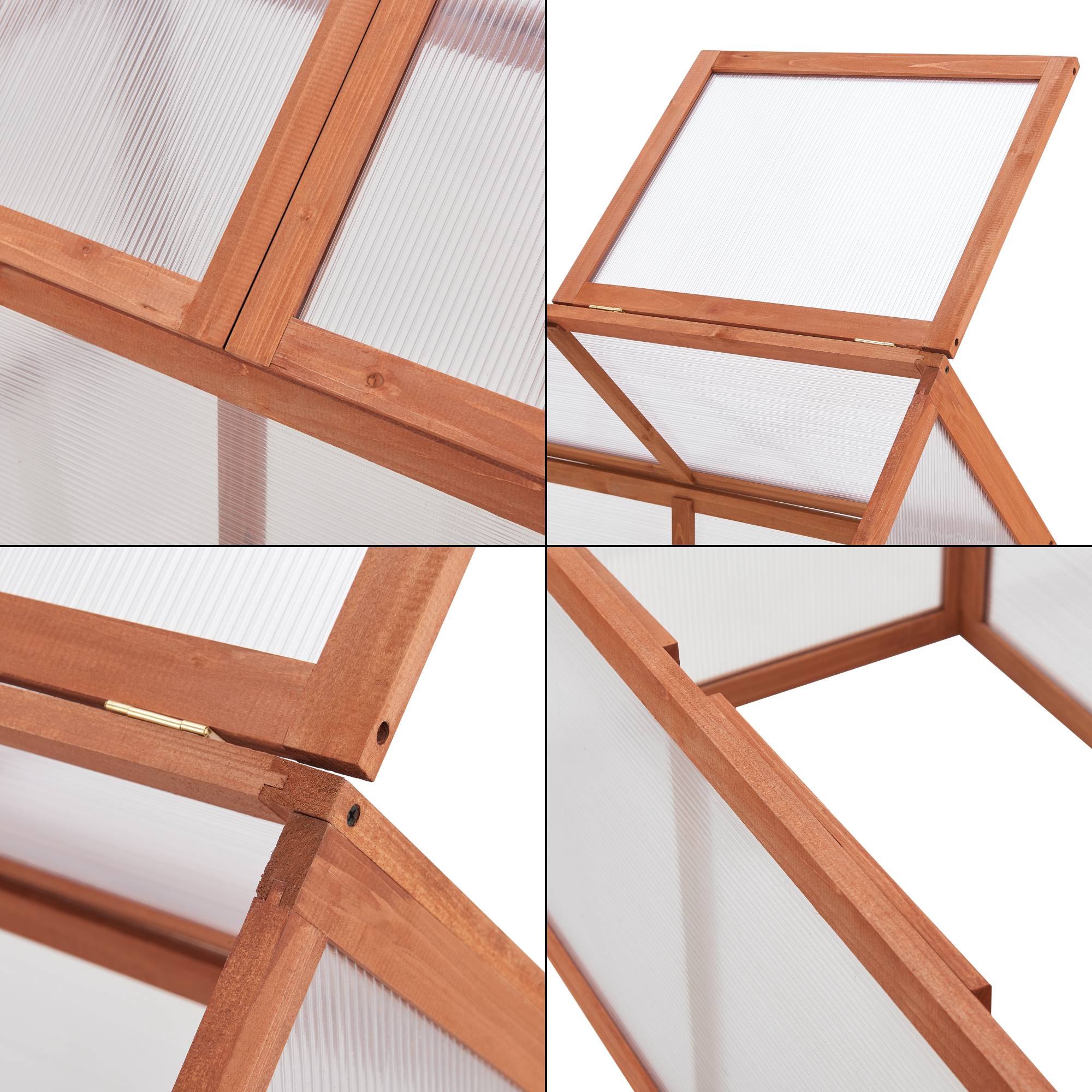 Casa.Pro - Châssis de jardin Duiven toiture relevable à 2 pans en polycarbonate et pin 100 x 55 x 41-70 cm  [casa.pro] - Imagen 7