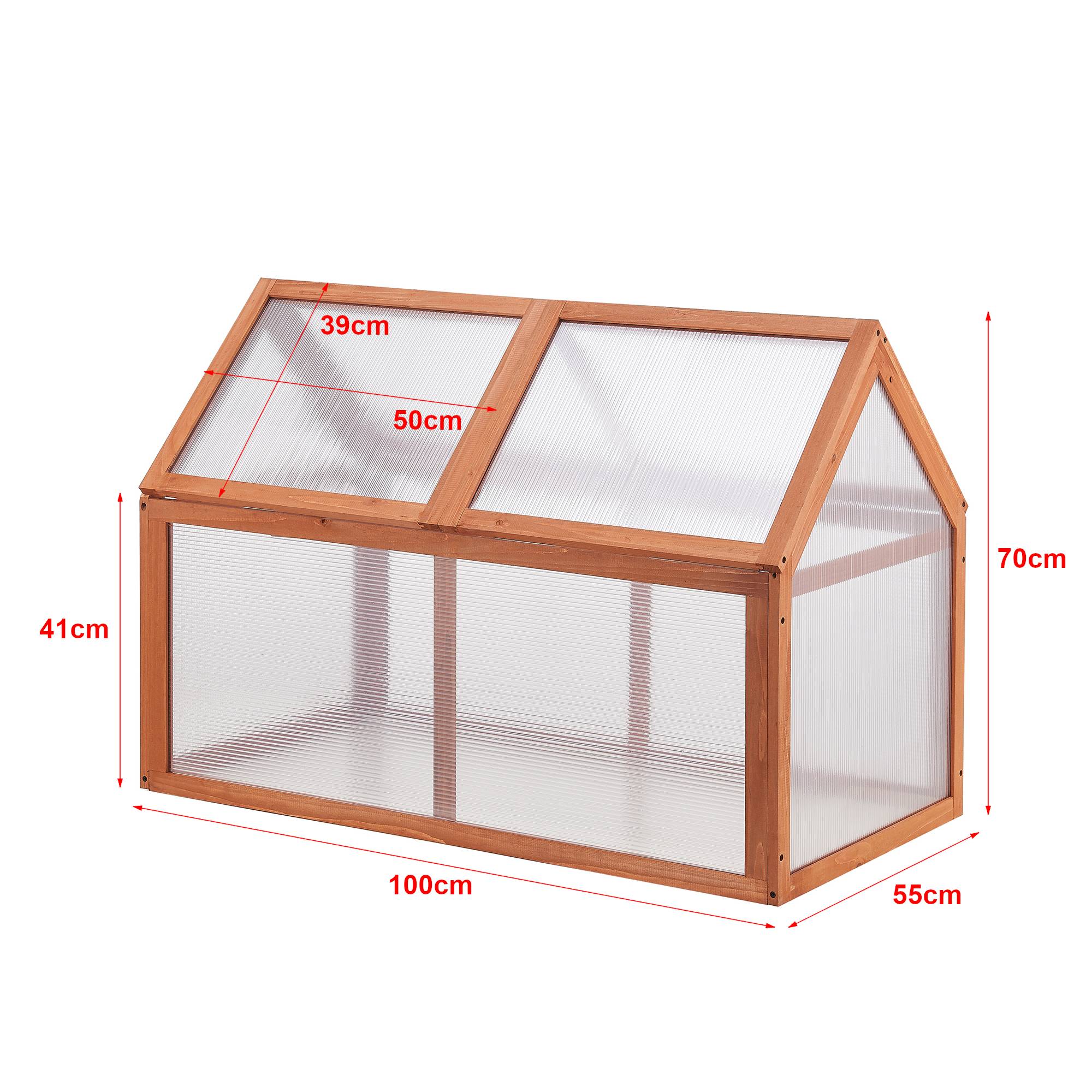 Casa.Pro - Châssis de jardin Duiven toiture relevable à 2 pans en polycarbonate et pin 100 x 55 x 41-70 cm  [casa.pro] - Imagen 3