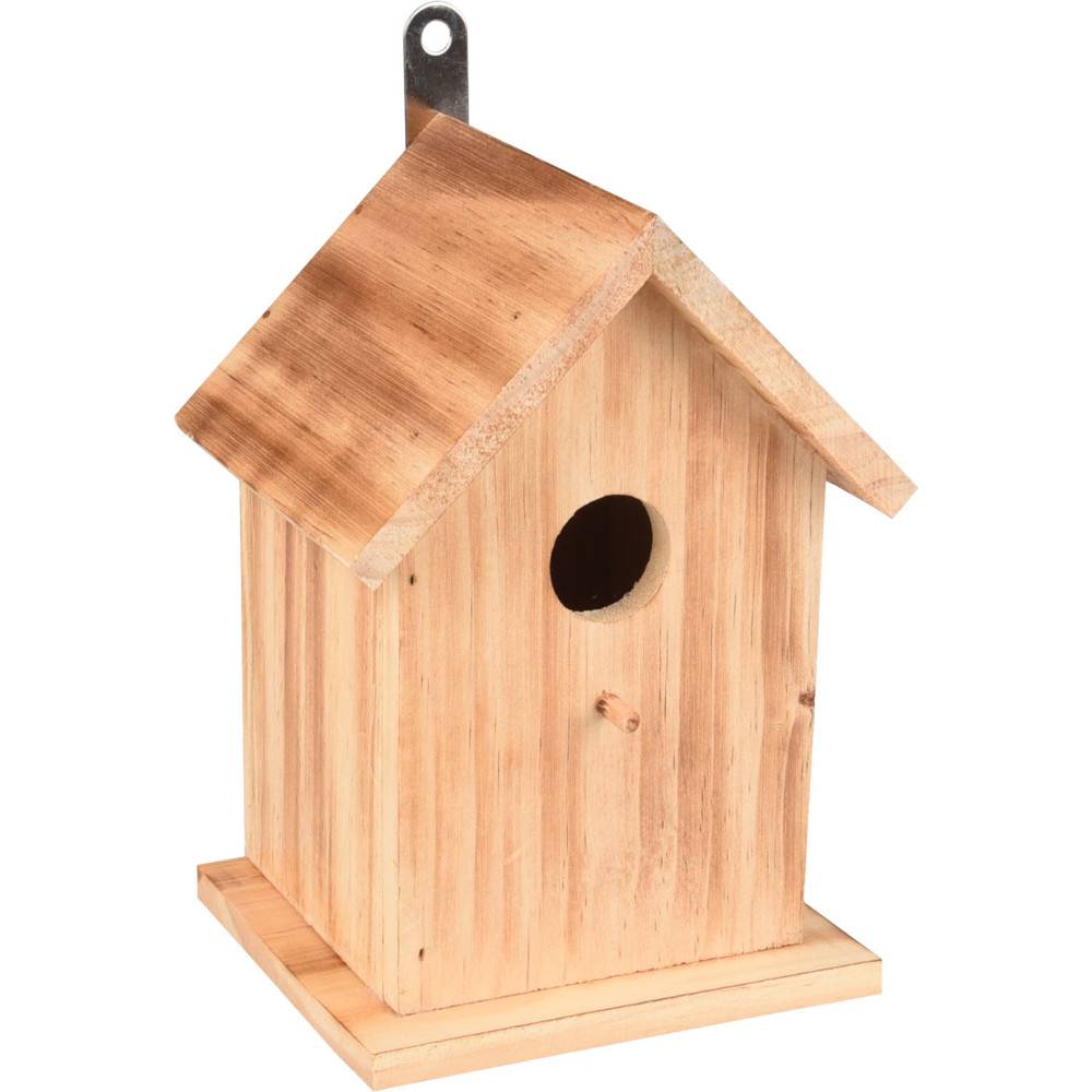animallparadise - Nichoir pour oiseaux 15 x 12.5 x 20 cm en bois flammé nature - Imagen 1