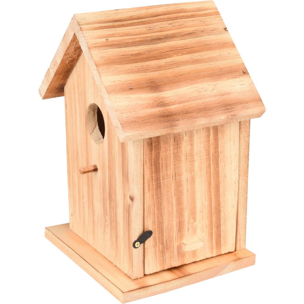 animallparadise - Nichoir pour oiseaux 15 x 12.5 x 20 cm en bois flammé nature - Imagen 3