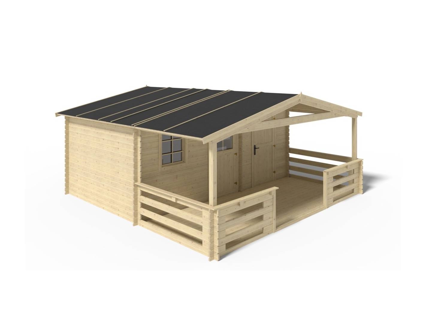 Altanka - Abri de jardin en bois - 5x3 m + terrasse avec balustrade et avant-toit en bois - 35 m2 - DOM578+DOM600+DOM601+POD04 - ALTANKA - Imagen 10