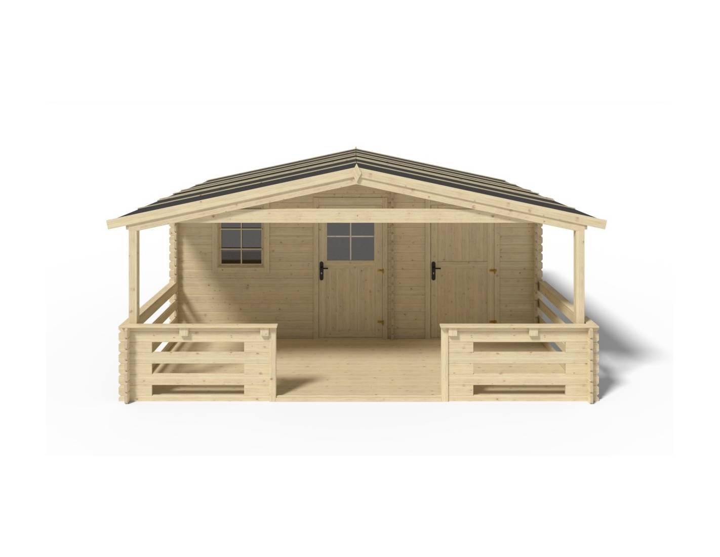 Altanka - Abri de jardin en bois - 5x3 m + terrasse avec balustrade et avant-toit en bois - 35 m2 - DOM578+DOM600+DOM601+POD04 - ALTANKA - Imagen 9