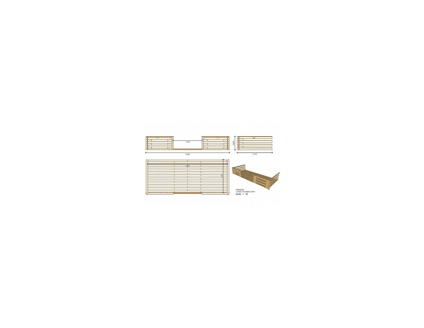 Altanka - Abri de jardin en bois - 5x3 m + terrasse avec balustrade et avant-toit en bois - 35 m2 - DOM578+DOM600+DOM601+POD04 - ALTANKA - Imagen 8