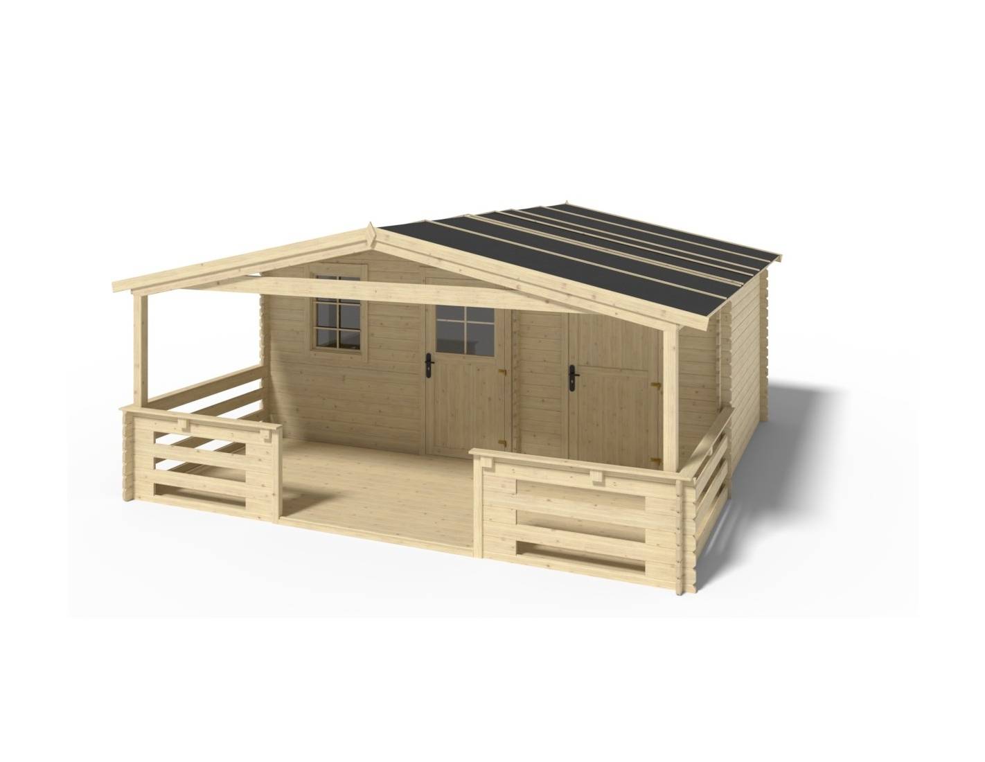 Altanka - Abri de jardin en bois - 5x3 m + terrasse avec balustrade et avant-toit en bois - 35 m2 - DOM578+DOM600+DOM601+POD04 - ALTANKA - Imagen 1