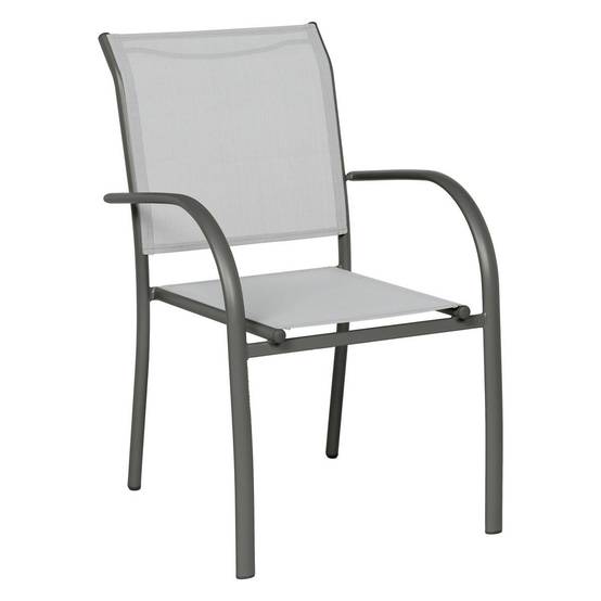Hesperide - Fauteuil de jardin empilable "Piazza" galet & graphite aluminium traité époxy Hespéride - Image 2
