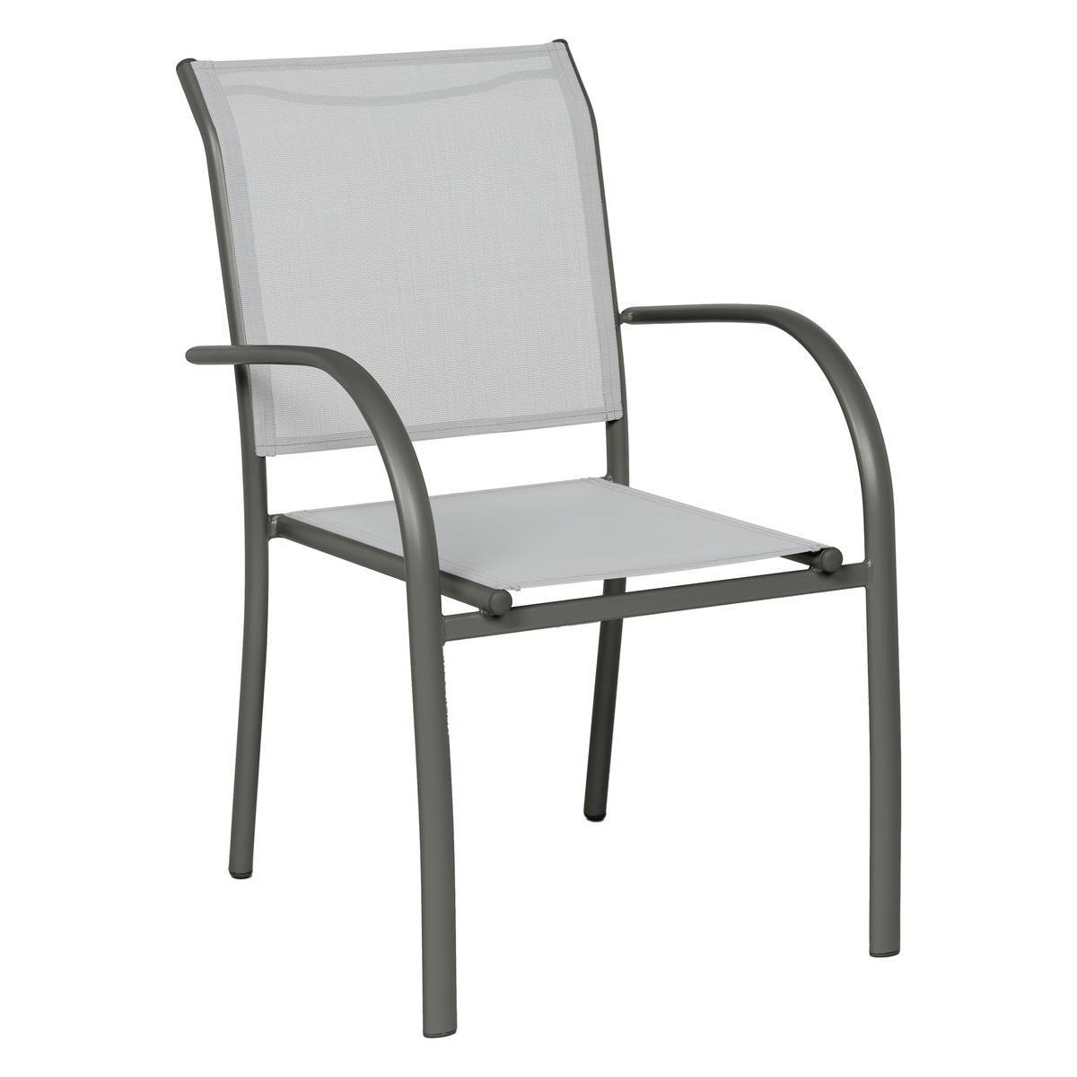 Hesperide - Fauteuil de jardin empilable "Piazza" galet & graphite aluminium traité époxy Hespéride - Image 2