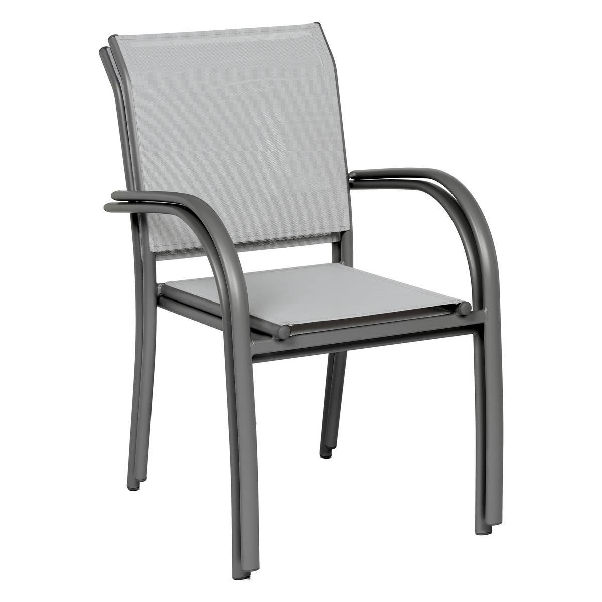 Hesperide - Fauteuil de jardin empilable "Piazza" galet & graphite aluminium traité époxy Hespéride - Image 3
