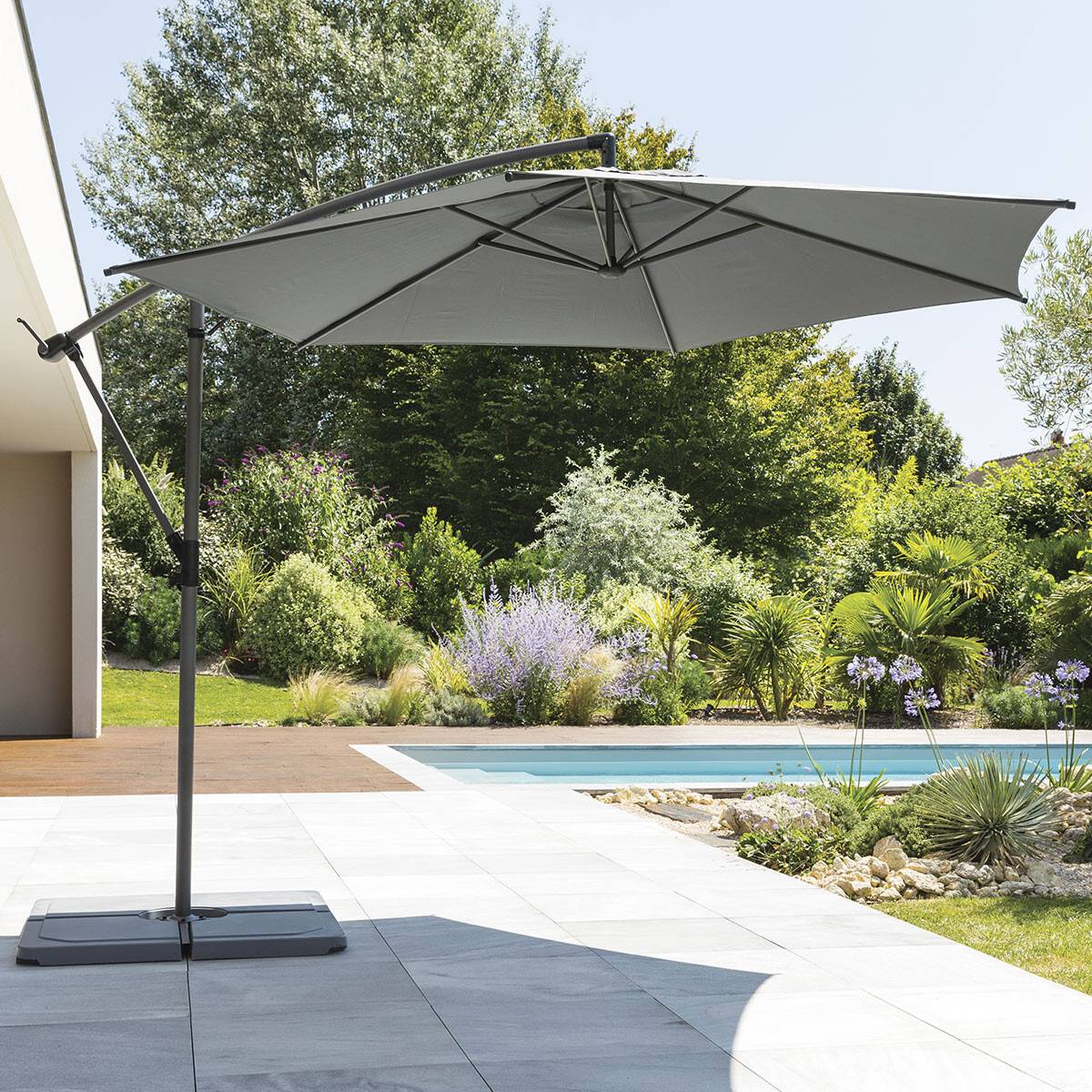 Hesperide - Parasol déporté rond "Manoa" ardoise & graphite 3m en aluminium traité époxy - Hespéride - Imagen 1