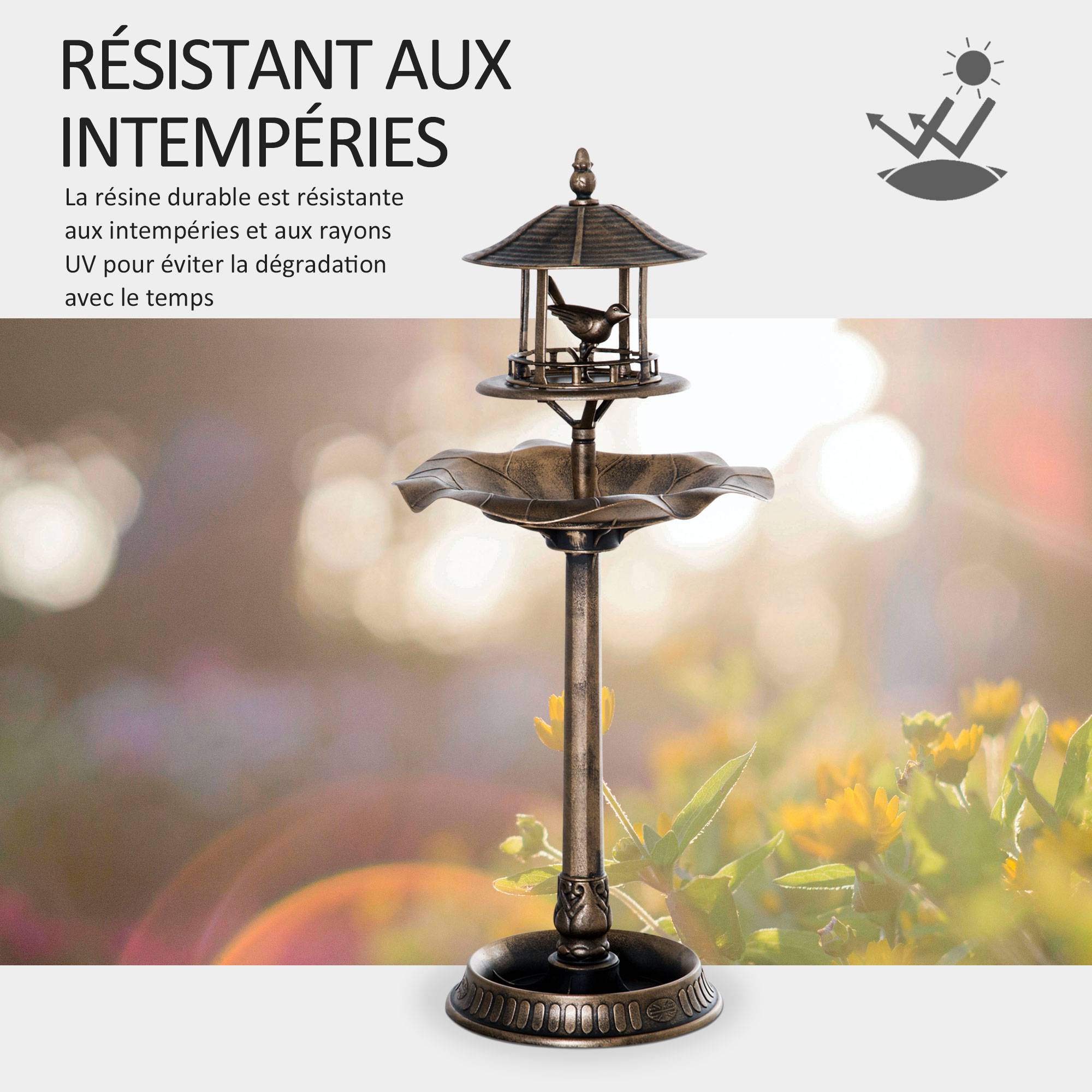 Maison Chic - Bain d'oiseaux Abreuvoir pour Oiseaux jardinière 3 en 1 Ø 50 x 113cm polypropylène bronze antique - Image 6