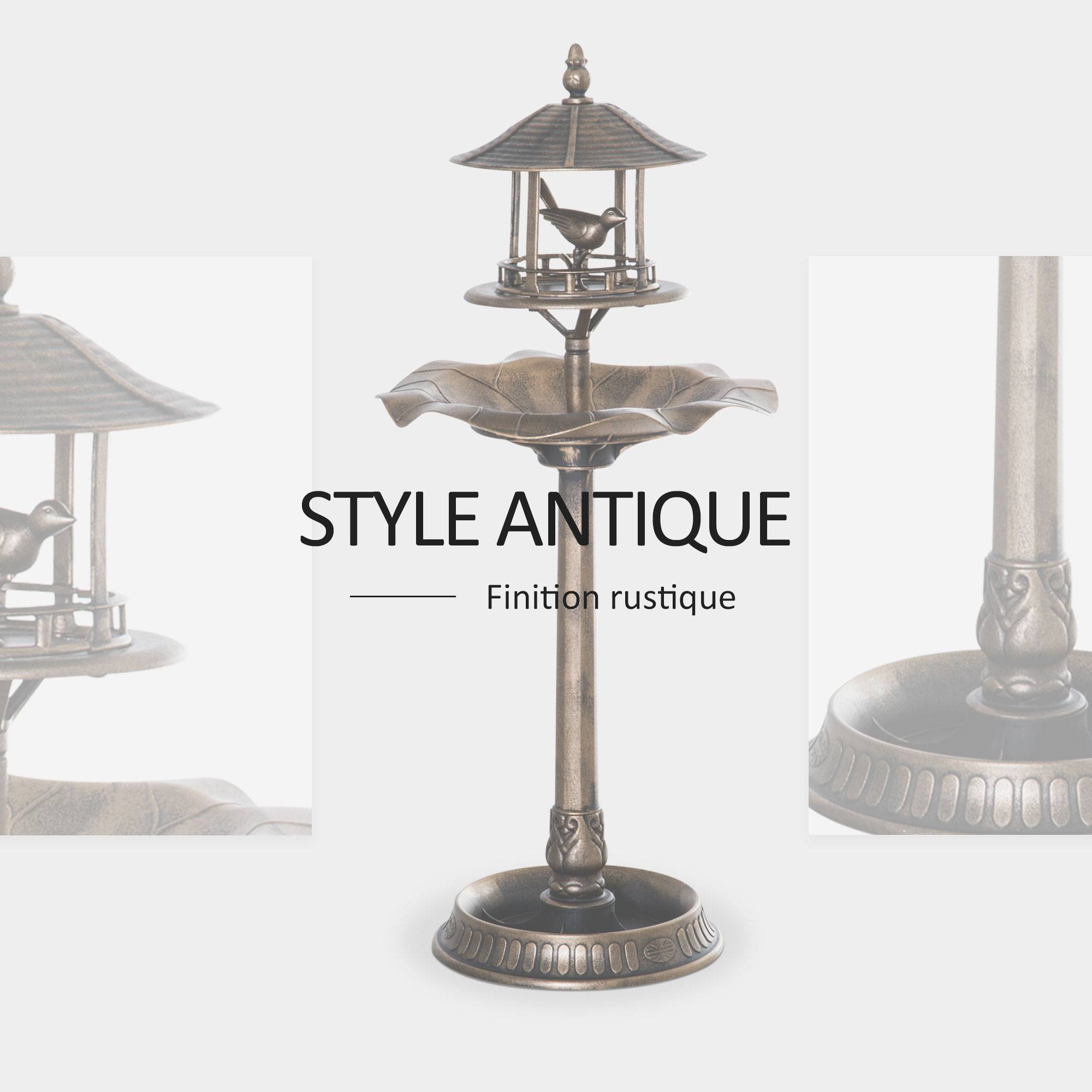 Maison Chic - Bain d'oiseaux Abreuvoir pour Oiseaux jardinière 3 en 1 Ø 50 x 113cm polypropylène bronze antique - Image 7